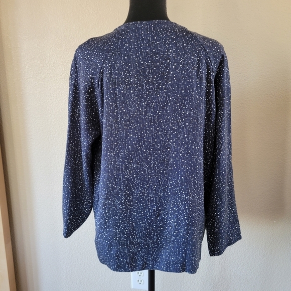 COS Blue w/White Polka-dots Blouse 3-Quart Sleeve pleated Navy Blue - Picture 2 of 7
